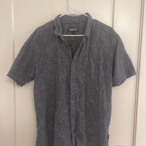 Patagonia Hemp Gorpcore Men's Casual Gray Button Down Shirt Hiking